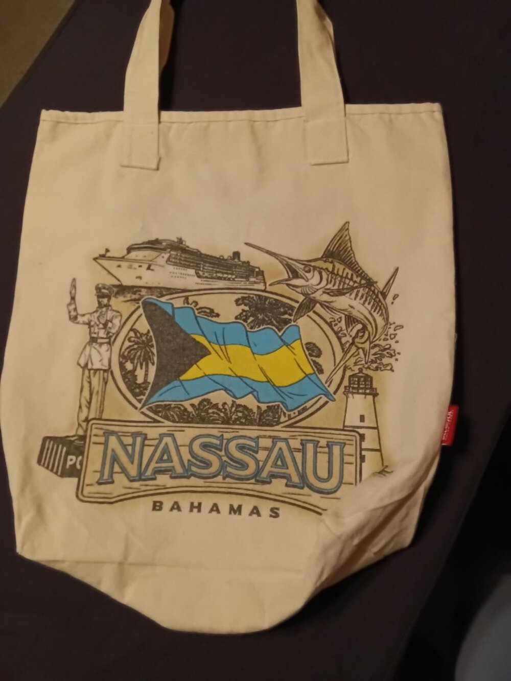 Del Sol Nassau Bahamas Canvas Tote Bag 17x16 Reusable